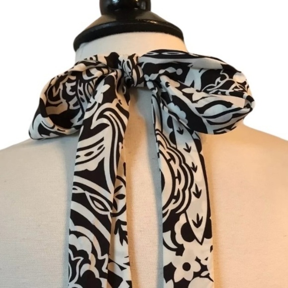 INC Halter Top 100% Silk, Brown Cream Floral Tropical - Picture 6 of 8